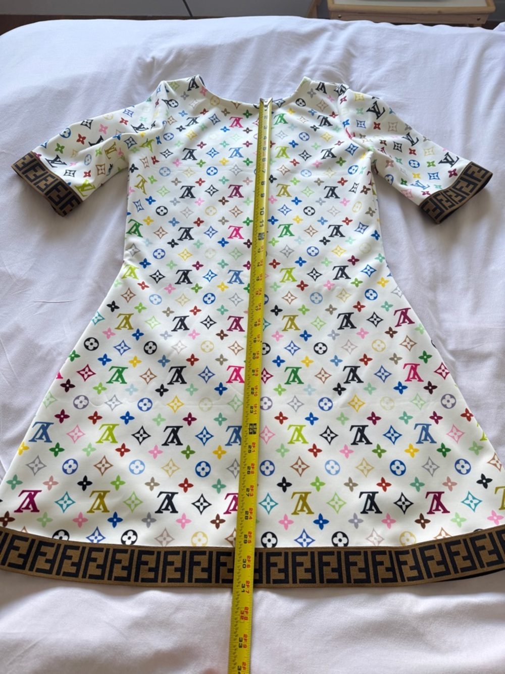 White Multicolor Logo-Print Mini Dress - Picture 7 of 7